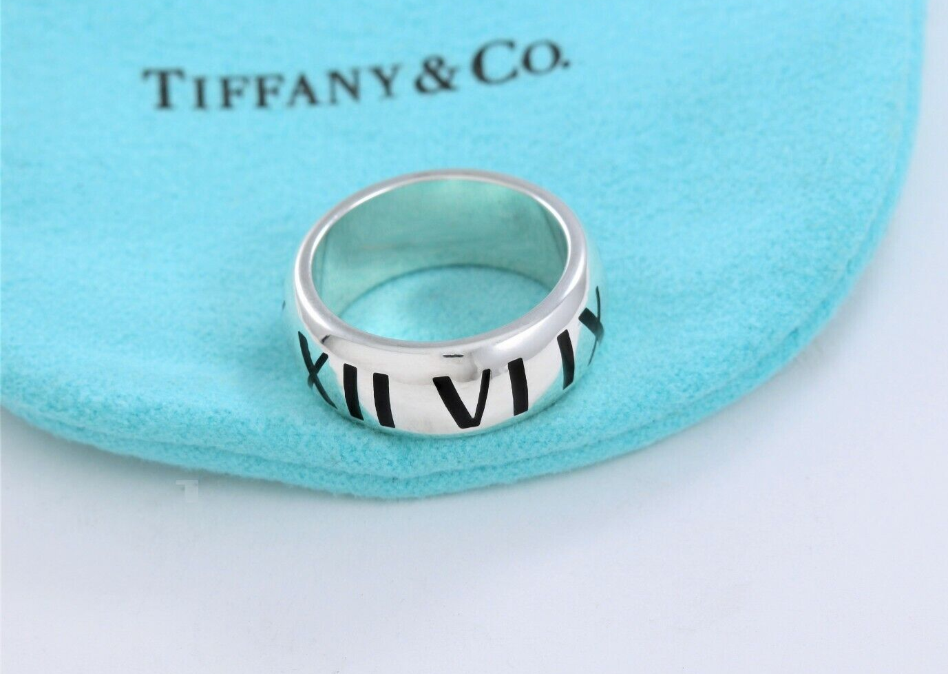 VIntage Tiffany & Co. wide band Atlas Roman ring size cheapest 7 silver in pouch