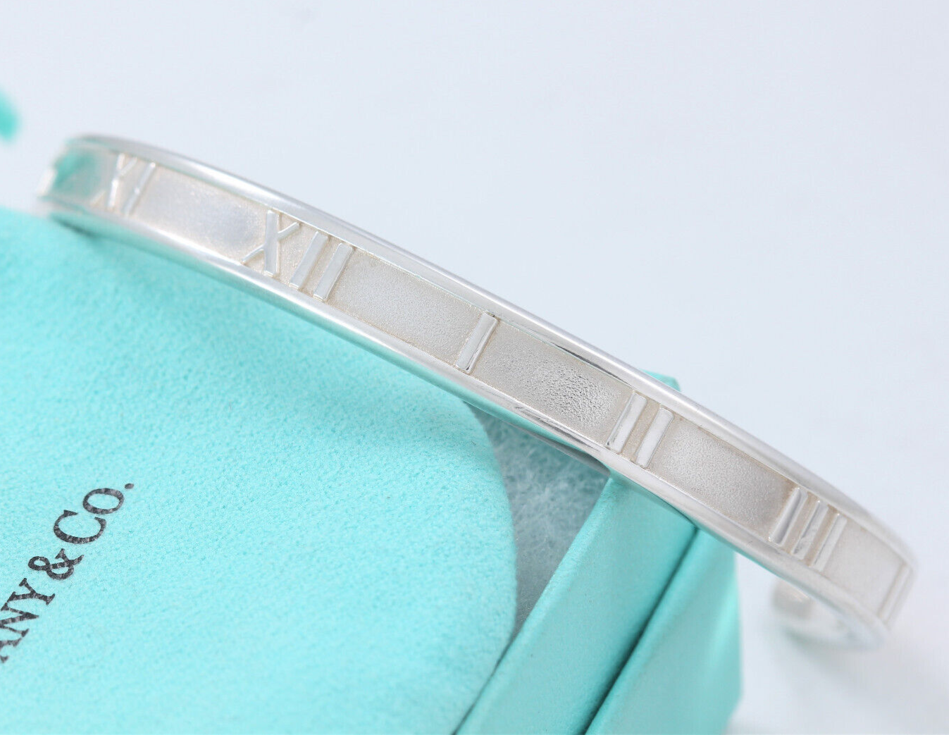 Tiffany & Co Atlas Roman Numerals Cuff Bracelet Small size Silver 925 Bangle