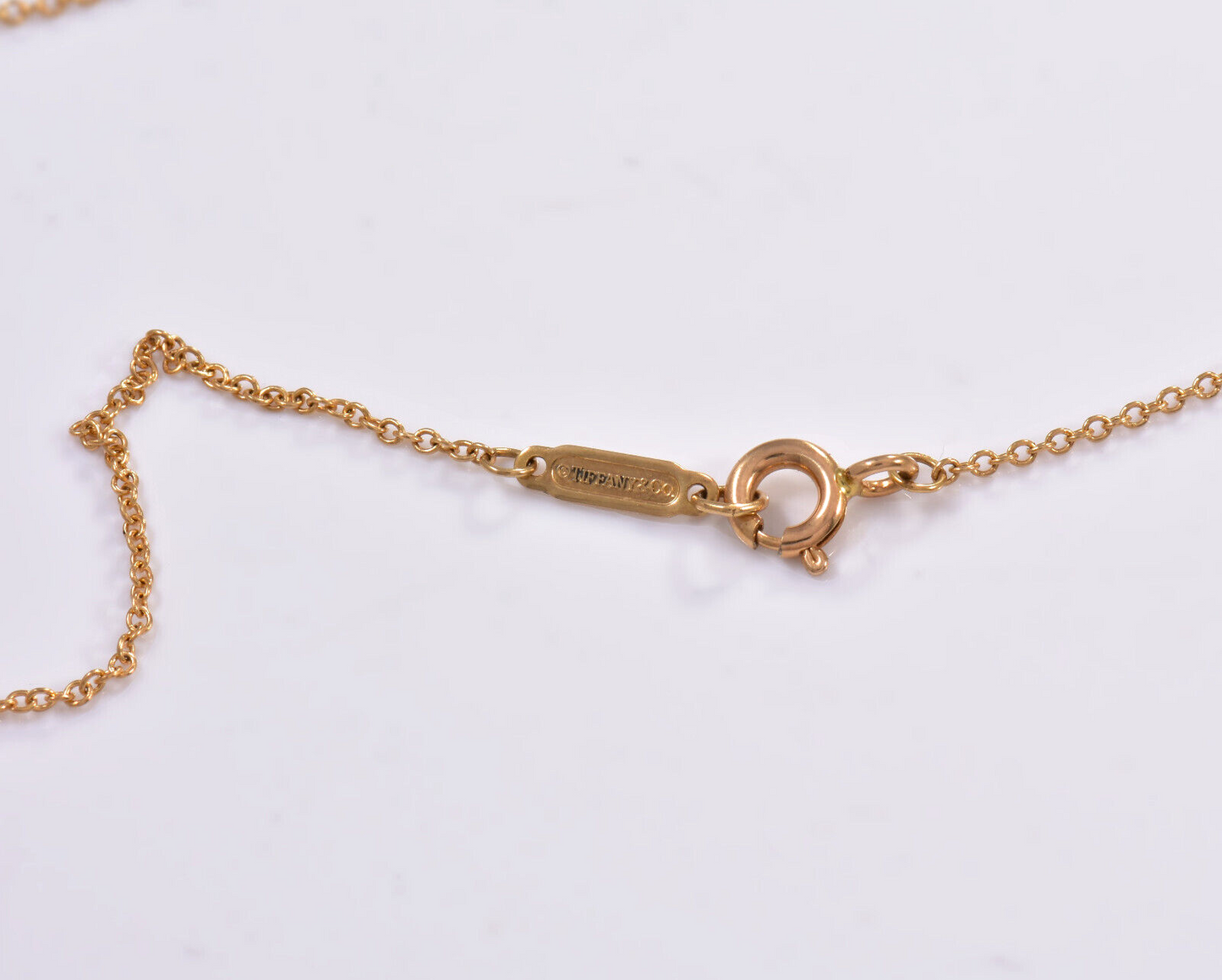 18" Tiffany & Co 18k Yellow Gold Curb Chain Necklace For Pendant in Box Pouch