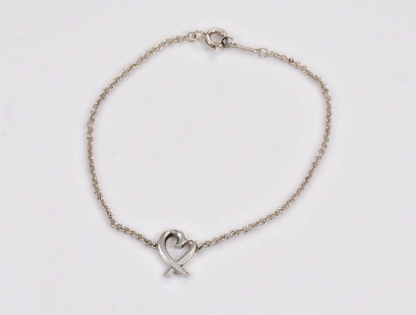 7" Tiffany & Co Silver Paloma Picasso Loving Heart Chain Bracelet in Pouch