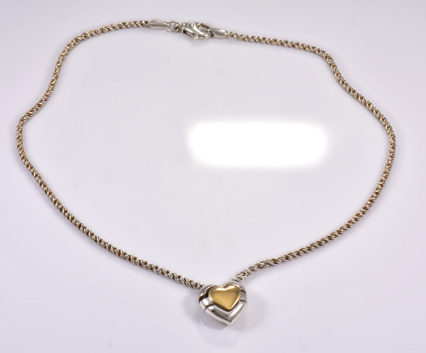 Vintage Tiffany & Co Italy Gold Silver Heart Puzzle Pendant Necklace Rare Rope