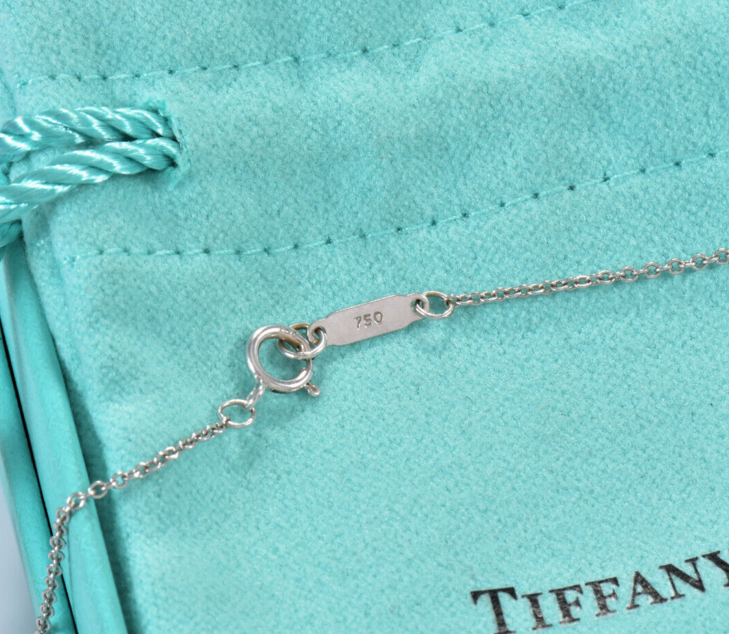 Tiffany & Co Diamond 18K White Gold Metro Heart Pendant 16.75" Necklace in Box