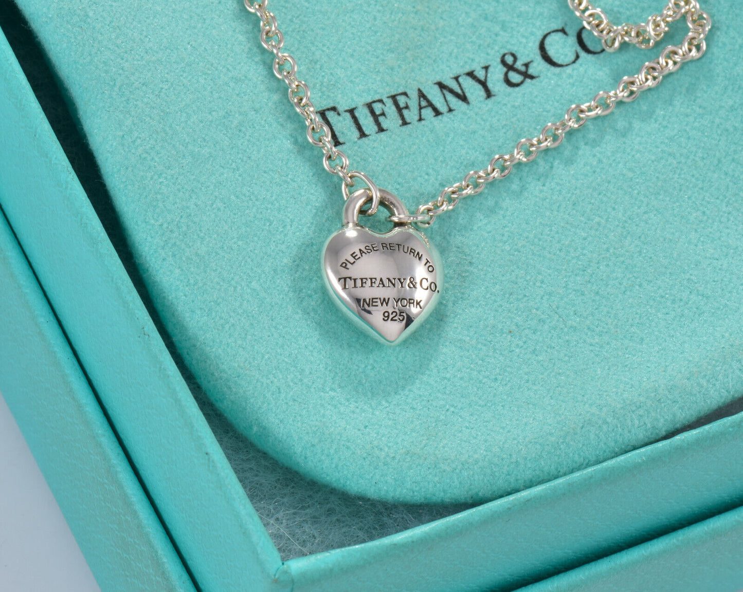 7" Please Return To Tiffany & Co Silver Full Heart Bracelet in Box Pouch Ribbon