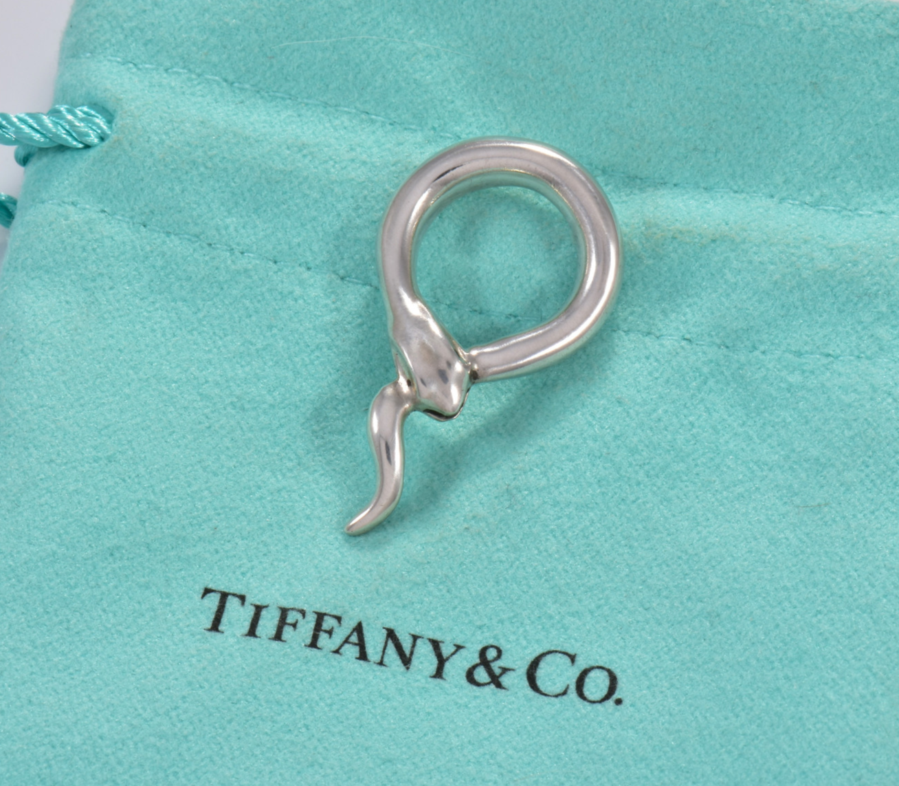 Tiffany & Co Silver Elsa Peretti Snake Charm Pendant for Necklace Bracelet Rare