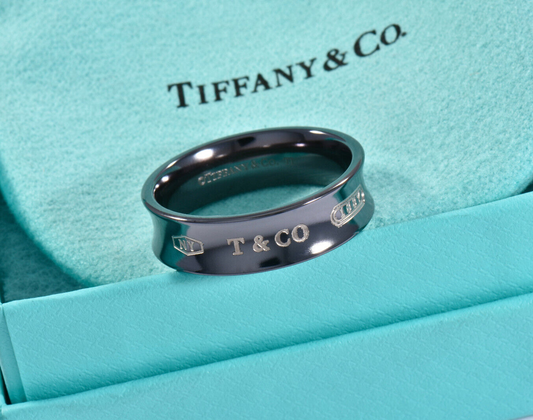 Size 6 Tiffany & Co Titanium 1837 Medium Band Ring in Pouch New Version Mens