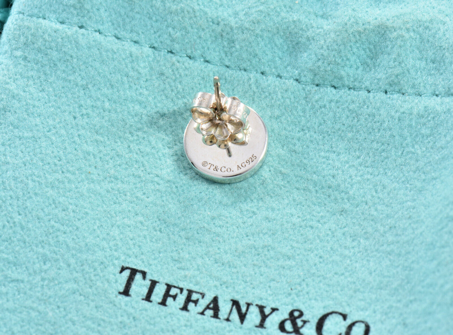 Tiffany & Co Silver Round Atlas Circle Roman Numeral Stud Earrings in Pouch Rare