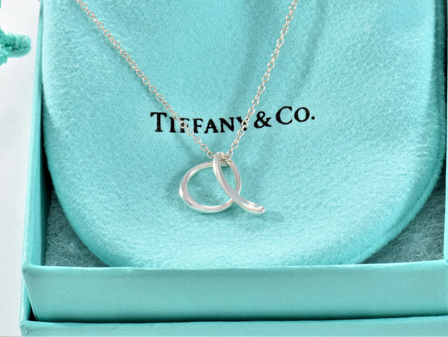 Tiffany & Co Silver Elsa Peretti Large Alphabet Letter A Necklace in Box Pouch