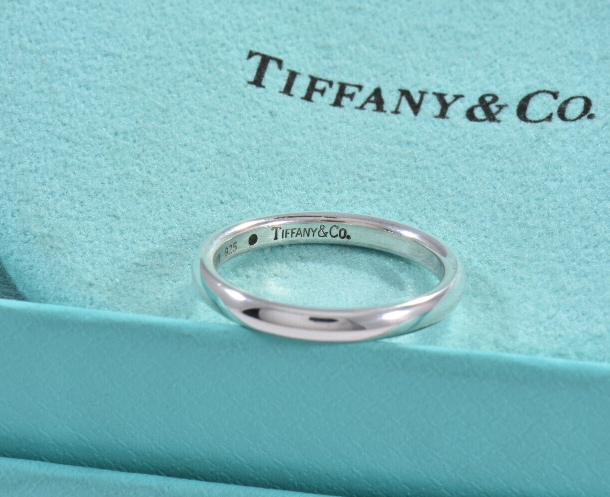 Tiffany & Co Silver Elsa Peretti Green Emerald Stack Ring Size 5.5 in Box Rare