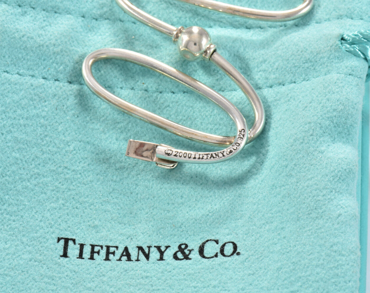 Tiffany & Co Silver Oval Loop Bead Bracelet 8" in Box Pouch Rare Vintage Twist