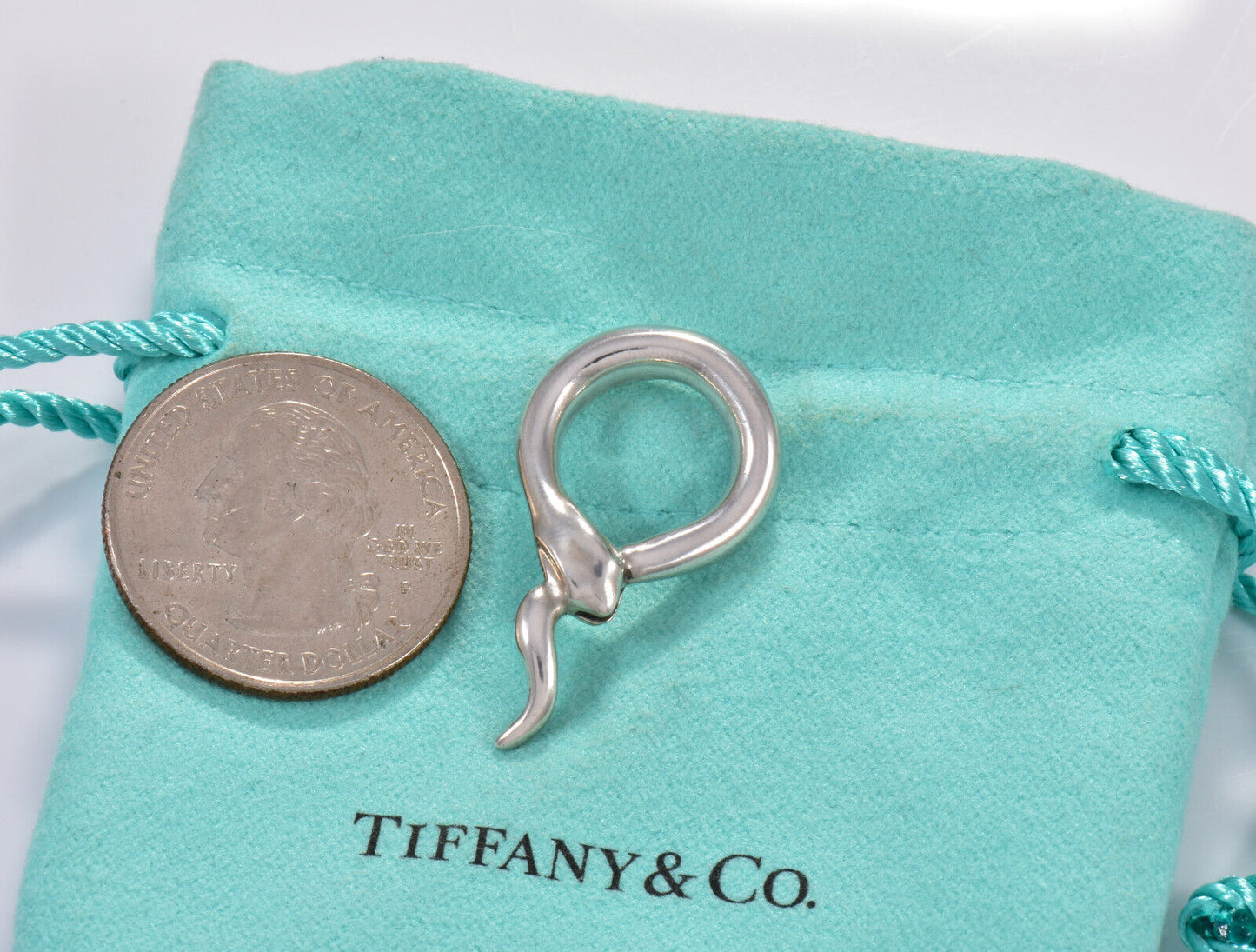 Tiffany & Co Silver Elsa Peretti Snake Charm Pendant for Necklace Bracelet Rare