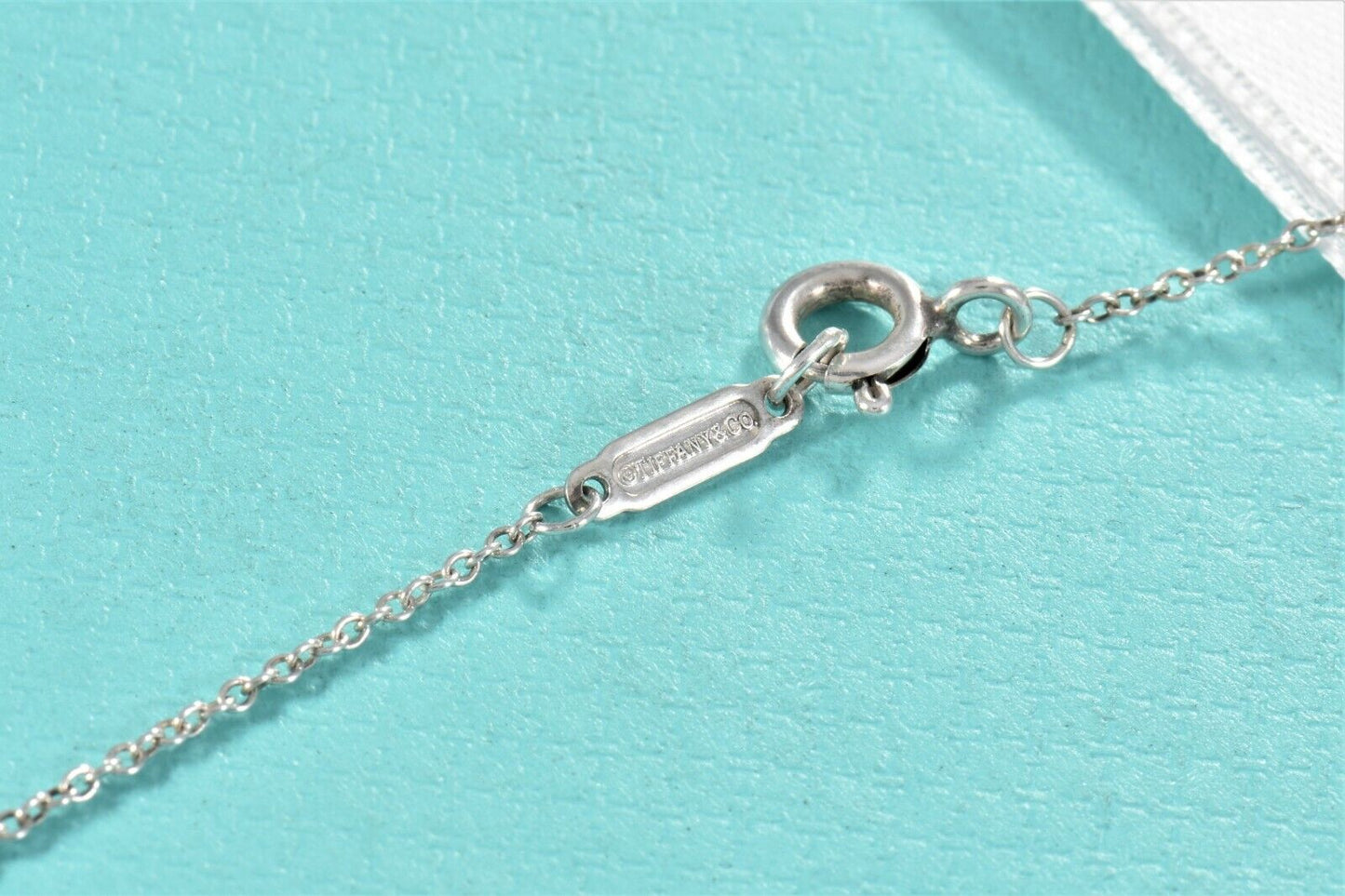 Tiffany & Co Silver Double Puff Heart Bead Drop Pendant Necklace in Pouch Dangle