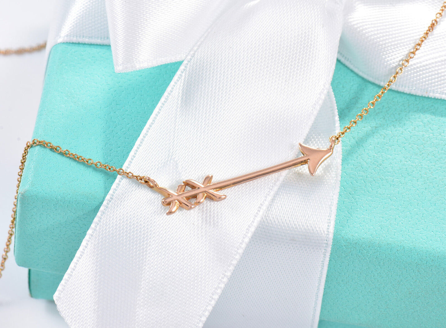 Tiffany & Co Paloma Picasso 18k Rose Gold Arrow Pendant 19" Necklace in Box Rare