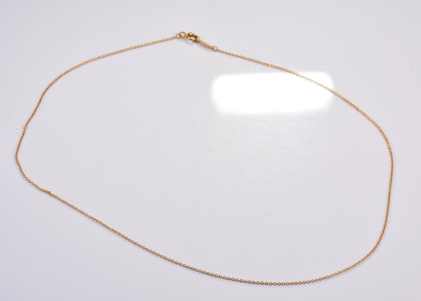 18" Tiffany & Co 18k Yellow Gold Curb Chain Necklace For Pendant in Box Pouch