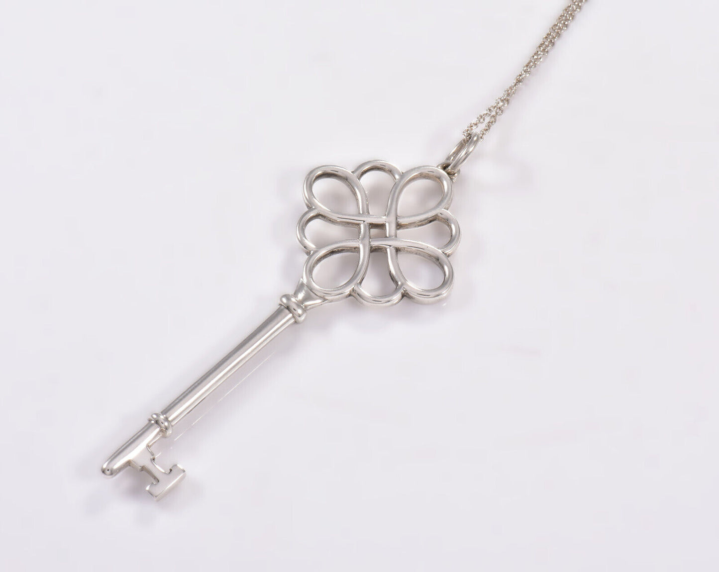 20.5" Tiffany & Co Silver XL 2.6" Large Garden Flower Knot Key Pendant Necklace