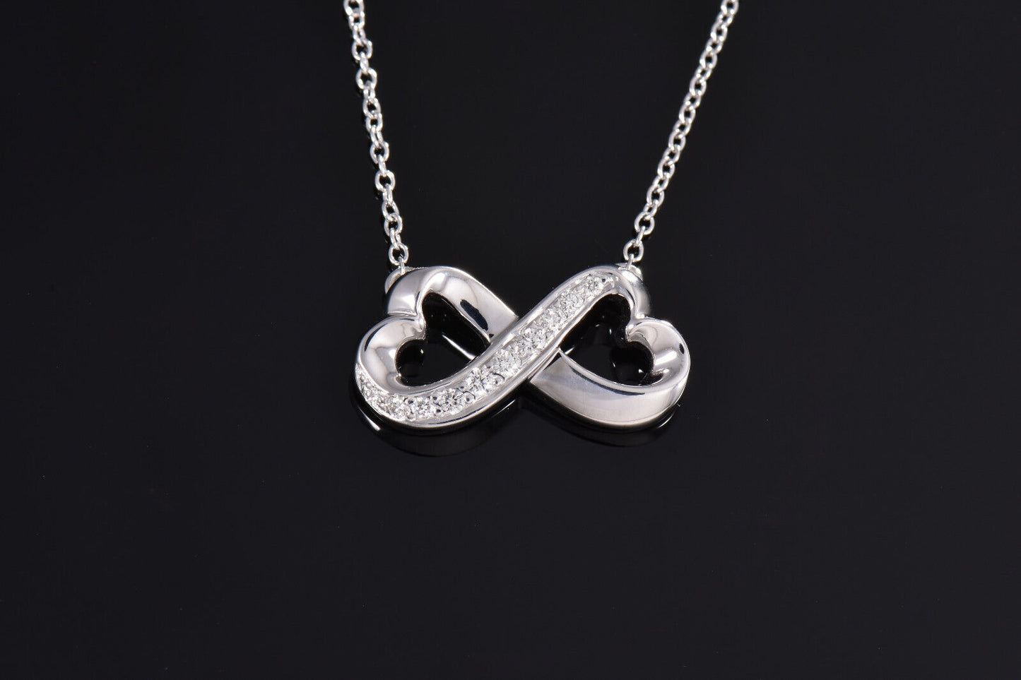 Tiffany & Co Diamond 18K White Gold Picasso Infinity Loving Heart 17" Necklace