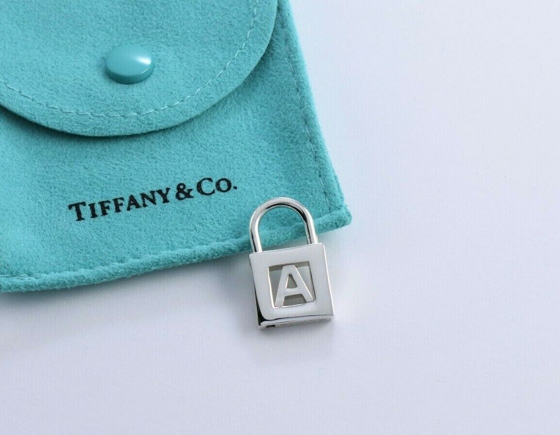 Tiffany & Co Sterling Silver Letter A Lock Charm Pendant For Necklace & Bracelet