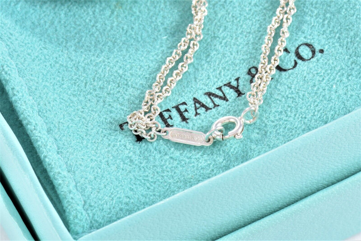 Tiffany & Co Sterling Silver Double Chain Infinity Bracelet 6.35" in Pouch Love