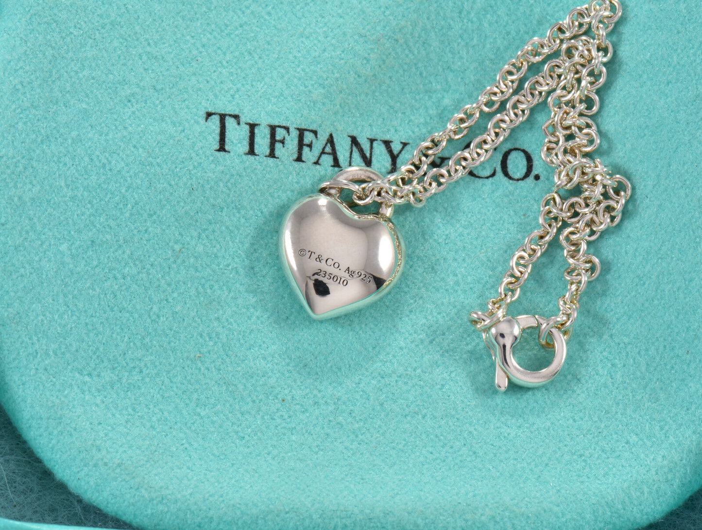 7" Please Return To Tiffany & Co Silver Full Heart Bracelet in Box Pouch Ribbon