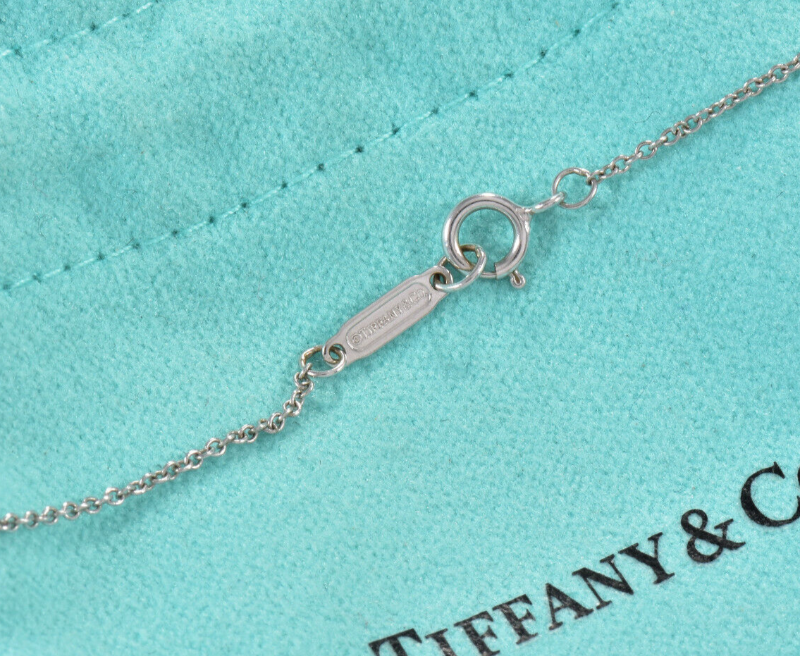 Tiffany & Co Diamond 18K White Gold Metro Heart Pendant 16.75" Necklace in Box