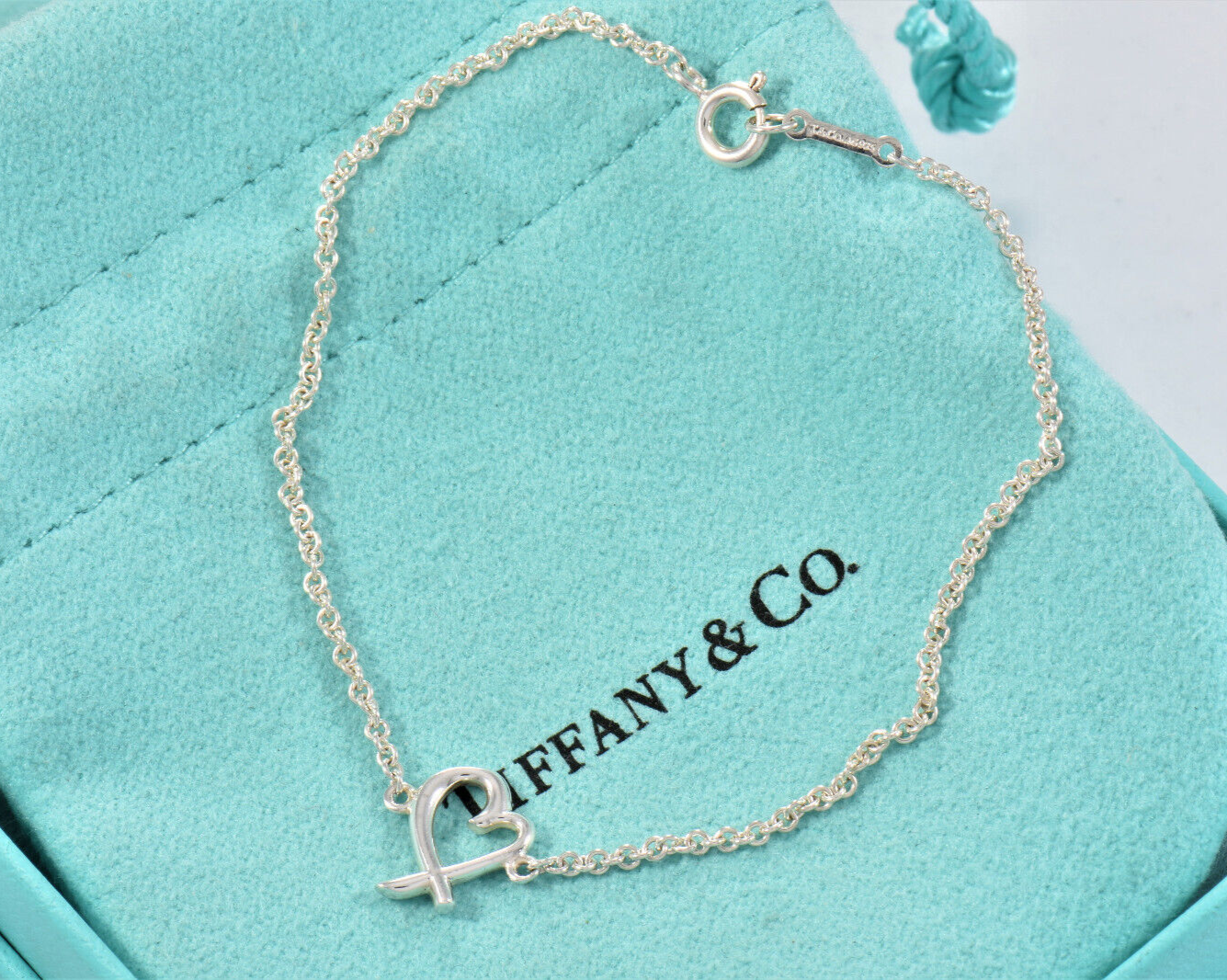 6.25" Tiffany & Co Silver Paloma Picasso Loving Heart Chain Bracelet in Pouch XS