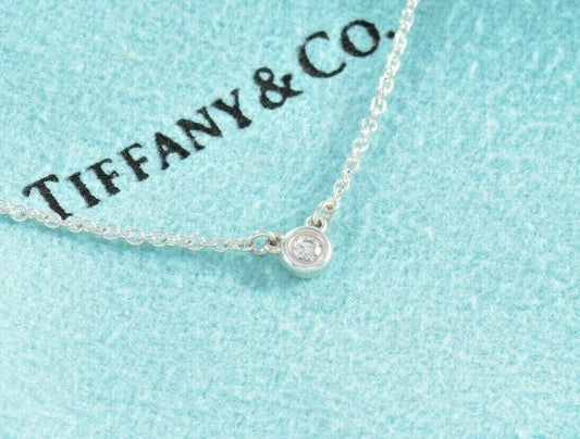 Tiffany & Co Silver Elsa Peretti Diamond By Yard 15" Necklace ONLY