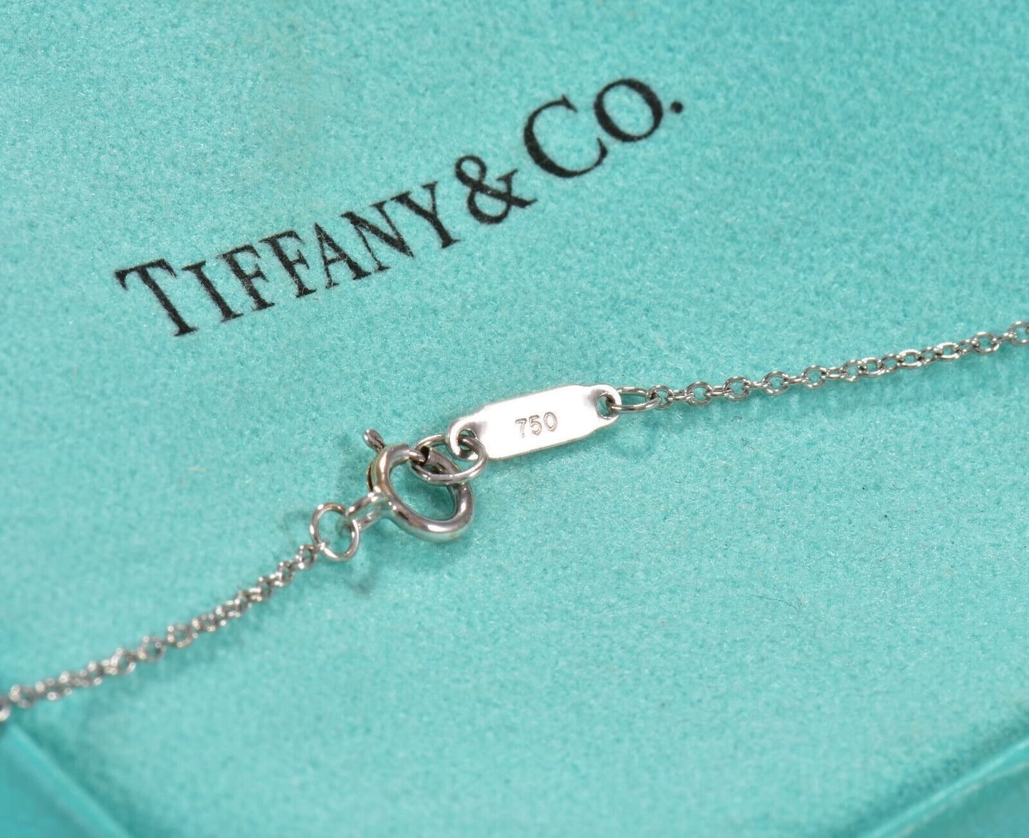 Tiffany & Co Diamond White Gold Metro Horseshoe Pendant 16.5" Necklace Boxed 8mm