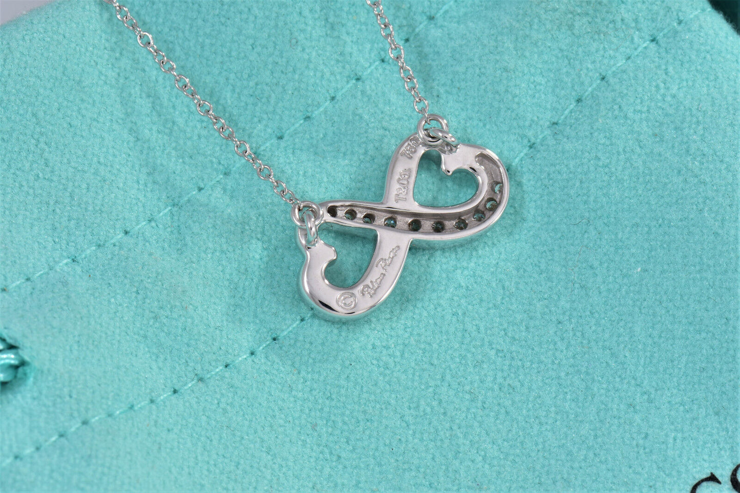 Tiffany & Co Diamond 18K White Gold Picasso Infinity Loving Heart 17" Necklace