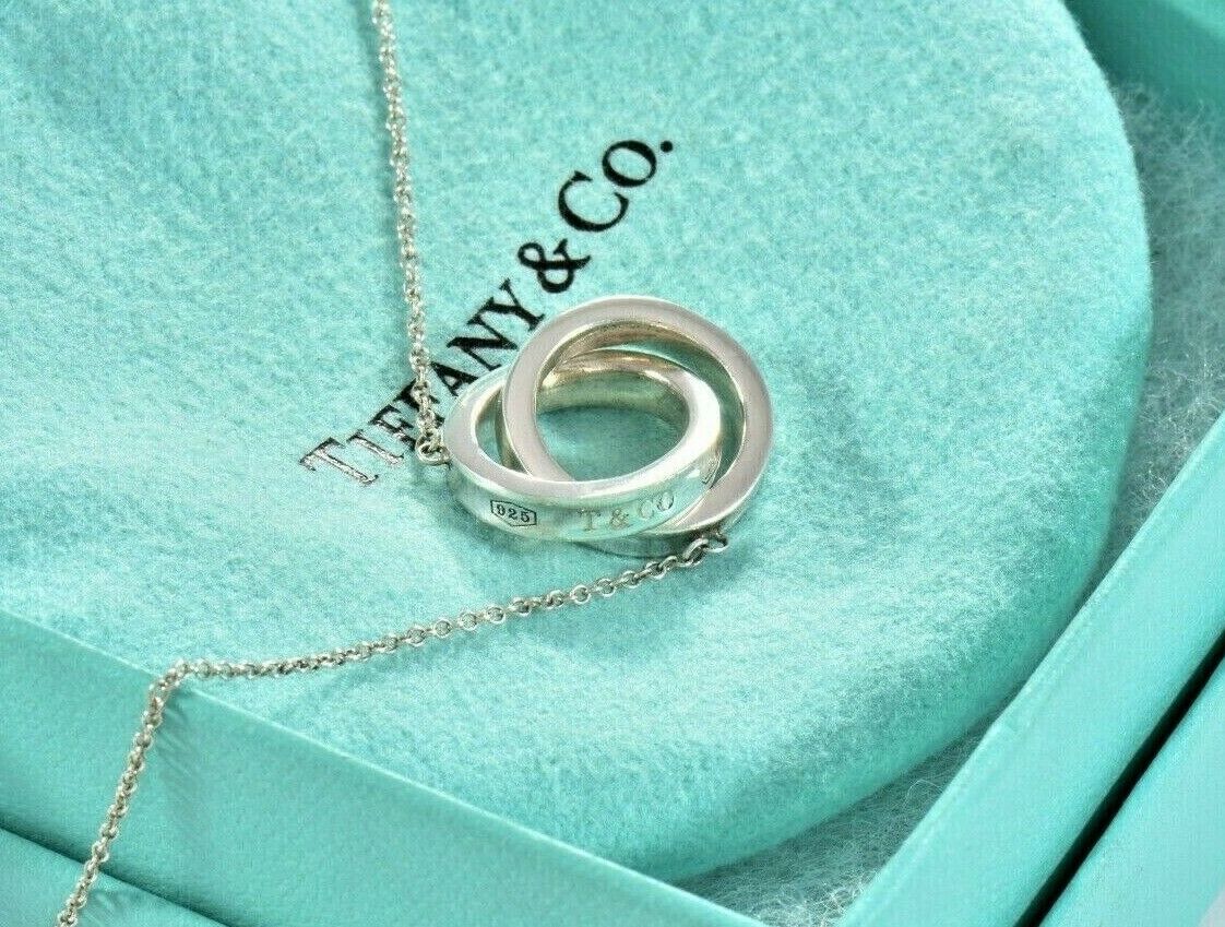 Tiffany & Co Sterling Silver 1837 Interlocking Circles 16.5" Necklace in Pouch