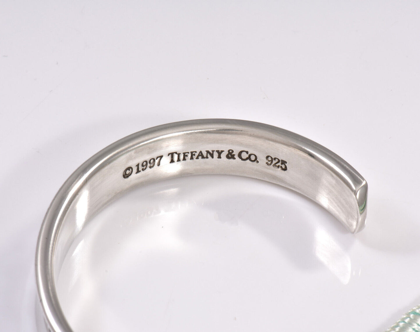 7.25" Tiffany & Co Sterling Silver 12mm Wide 1837 Cuff Bracelet in Pouch Unisex