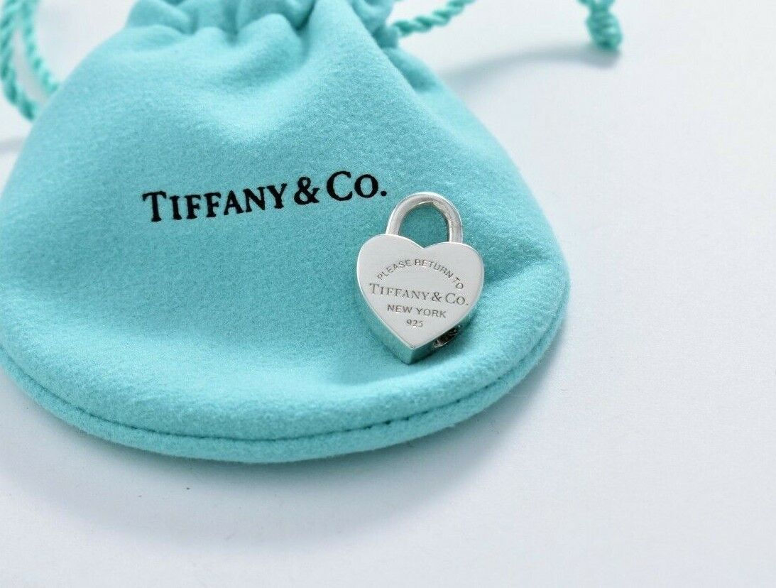 Please Return To Tiffany & Co Silver Heart Padlock Charm Necklace Bracelet Lock