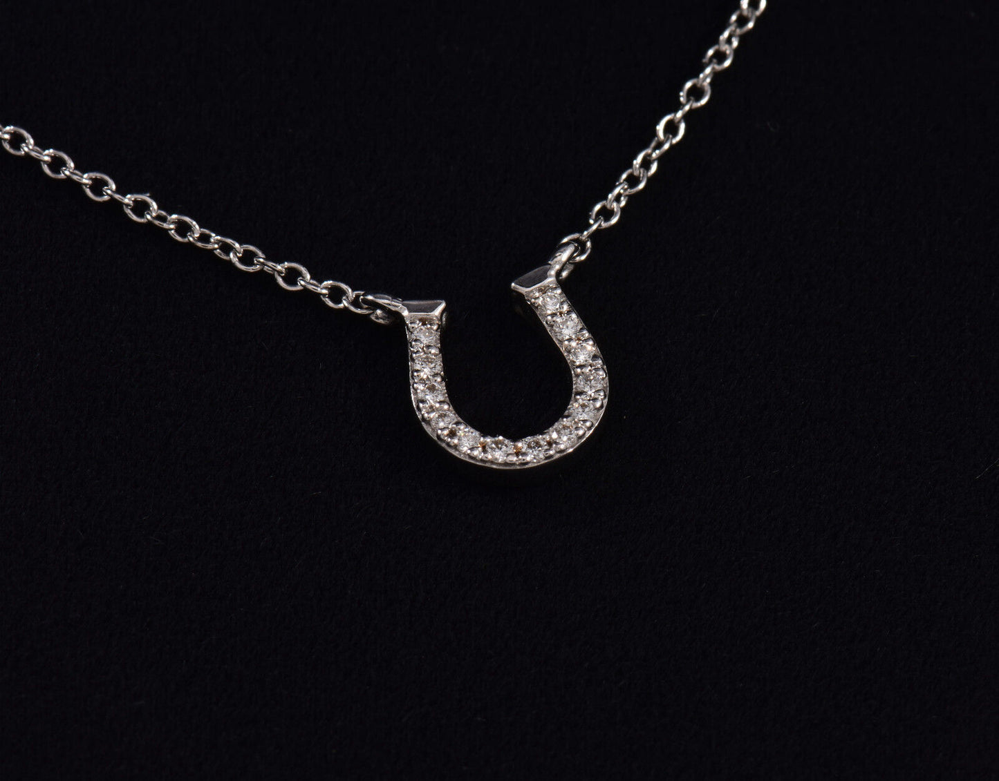 Tiffany & Co Diamond White Gold Metro Horseshoe Pendant 16.5" Necklace Boxed 8mm