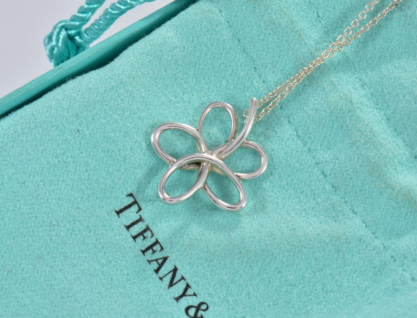 Boxed Tiffany & Co Paloma Picasso Silver Villa Flower Pendant Necklace Lovely