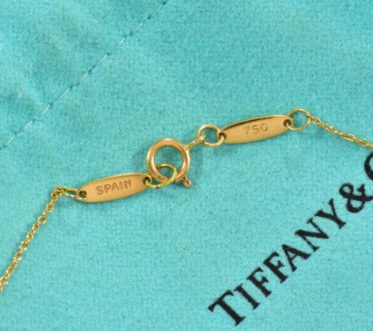 Tiffany & Co 18K Yellow Gold Elsa Peretti Letter Y Pendant 16" Necklace in Box