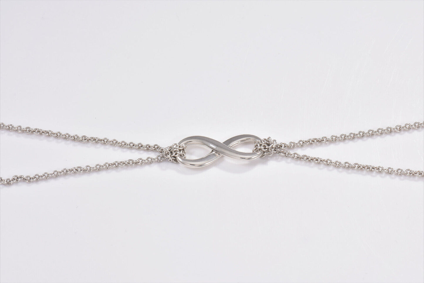 Tiffany & Co Sterling Silver Double Chain Infinity Bracelet 7.15" Eternal Lovely