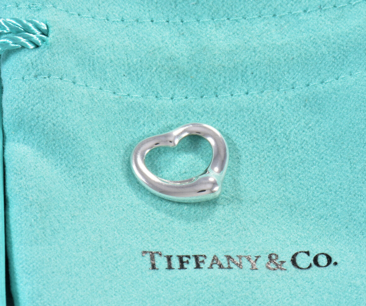 Tiffany & Co Silver Elsa Peretti 16mm Open Heart Charm for Necklace or Bracelet