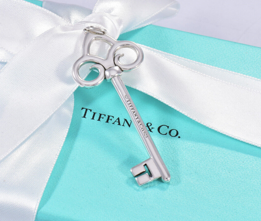 Tiffany & Co Silver Large 2.5" Fleur De Lis Key Pendant for Necklace Bracelet