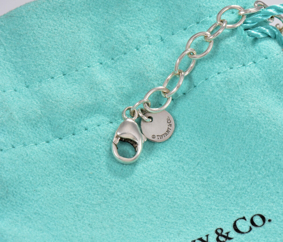 7.45" Tiffany & Co Sterling Silver Infinity Chain Link Bracelet in Pouch Large