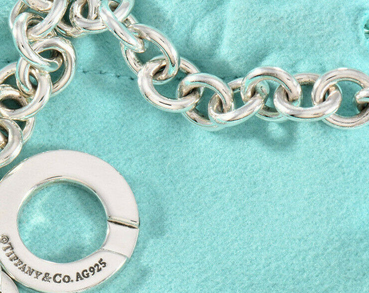 7.75" Tiffany & Co Sterling Silver Toggle Chain Bracelet New Version in Pouch