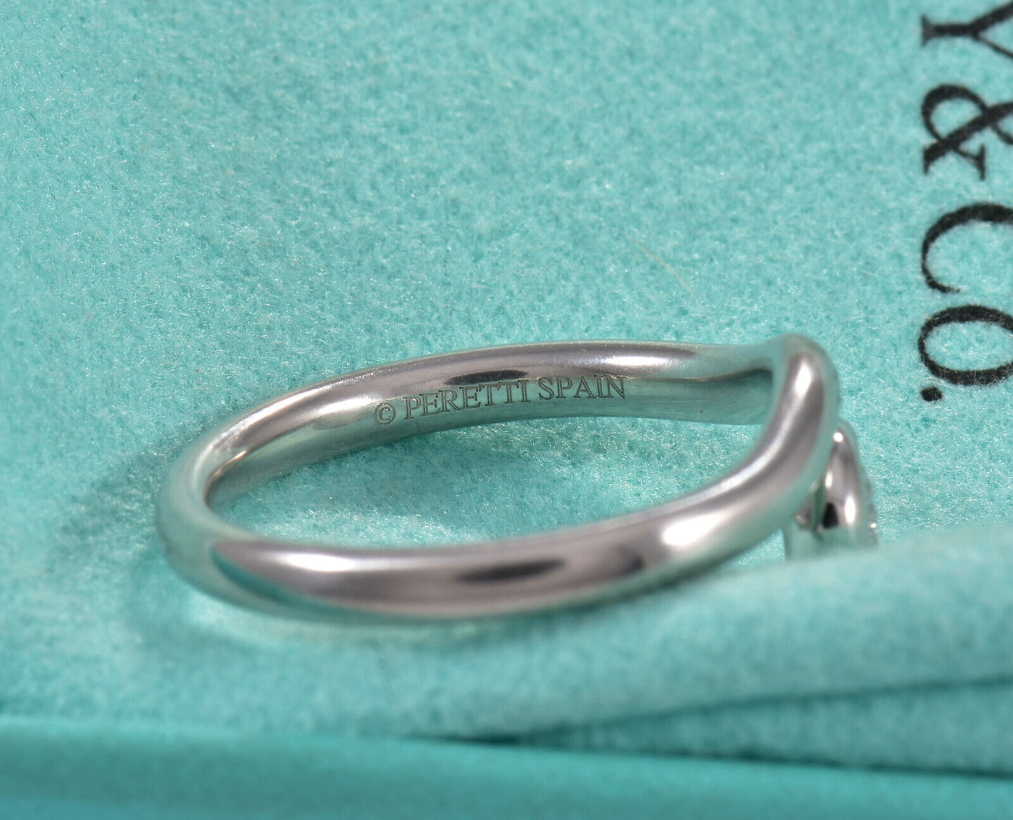 Size 5 Tiffany & Co Platinum Diamond By Yard Elsa Peretti Curved Ring Solitaire