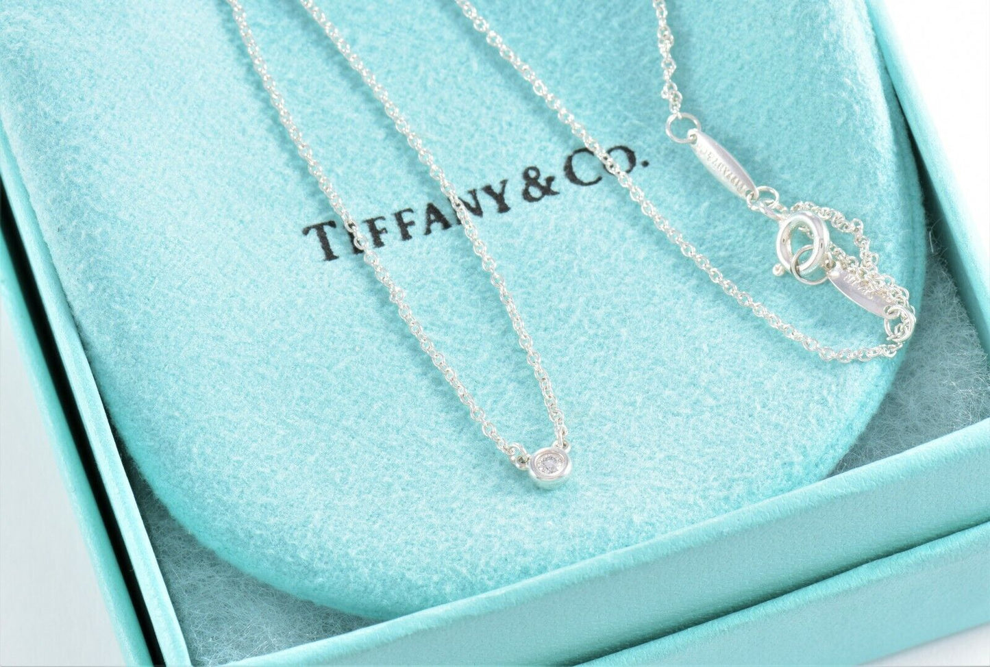 Tiffany & Co Silver Elsa Peretti Diamond By Yard 15" Necklace ONLY