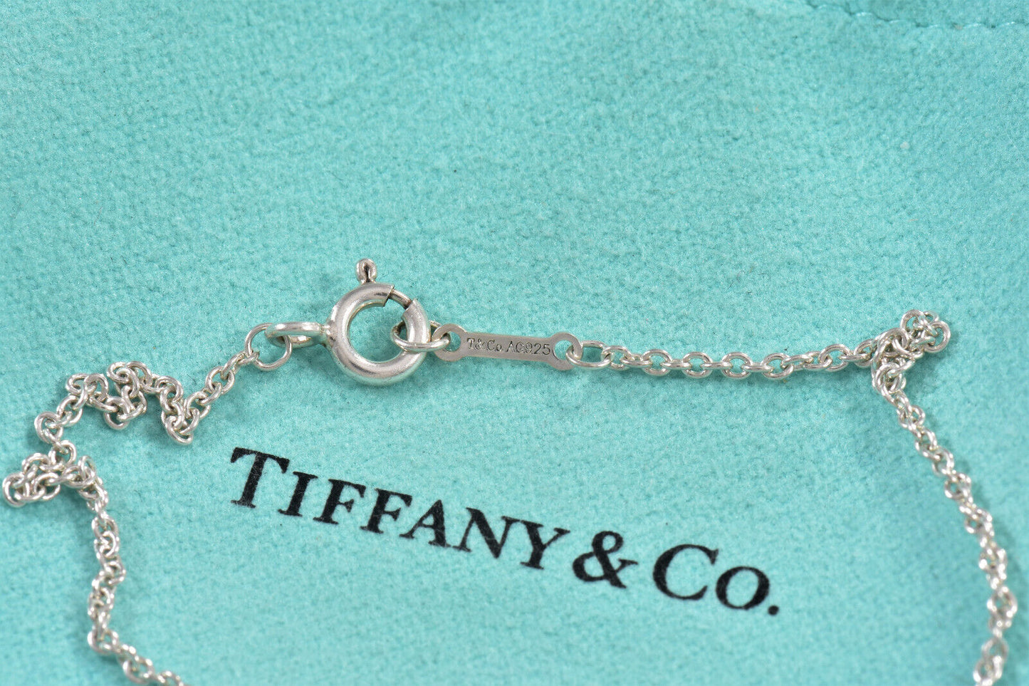 Tiffany & Co Silver Paloma Picasso Loving Heart Pendant 16.5" Necklace in Pouch