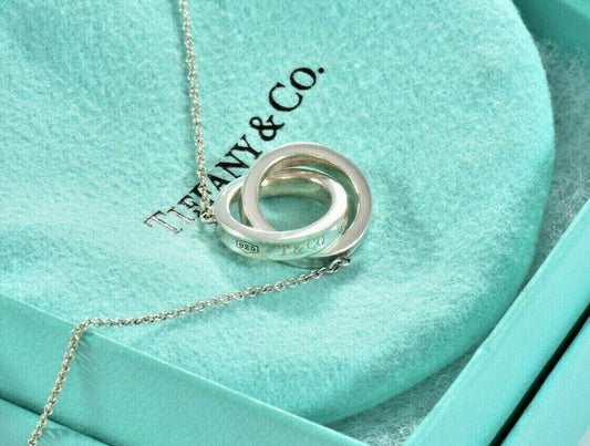 Tiffany & Co Sterling Silver 1837 Interlocking Circles 16" Necklace in Pouch