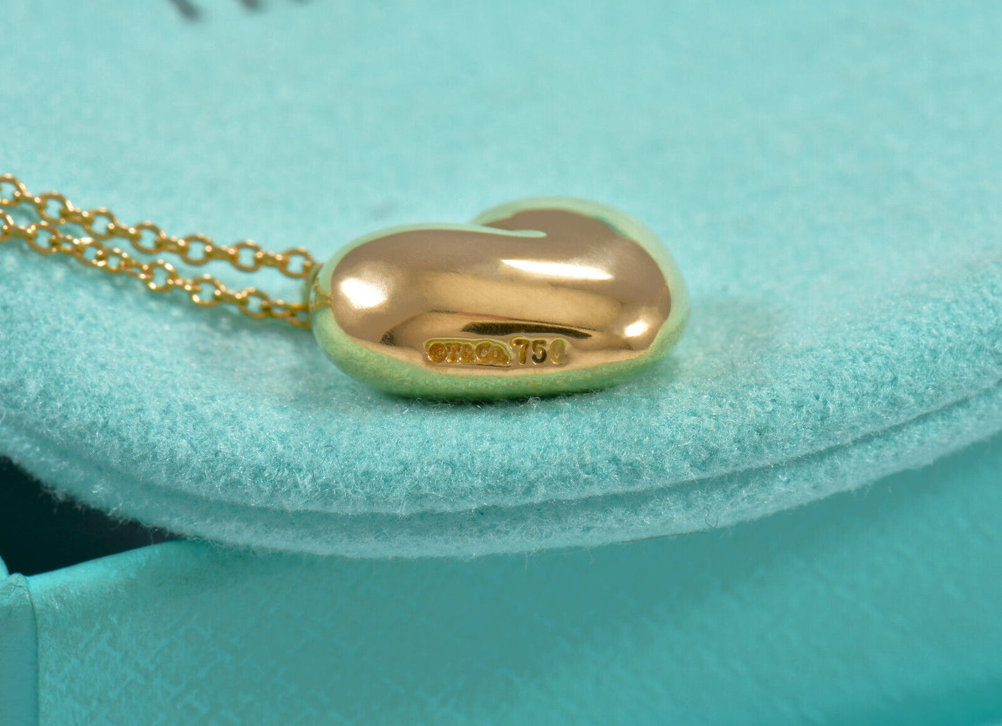 Vintage Tiffany & Co 18K Yellow Gold Puff Heart Swivel Pendant 17" Necklace Rare