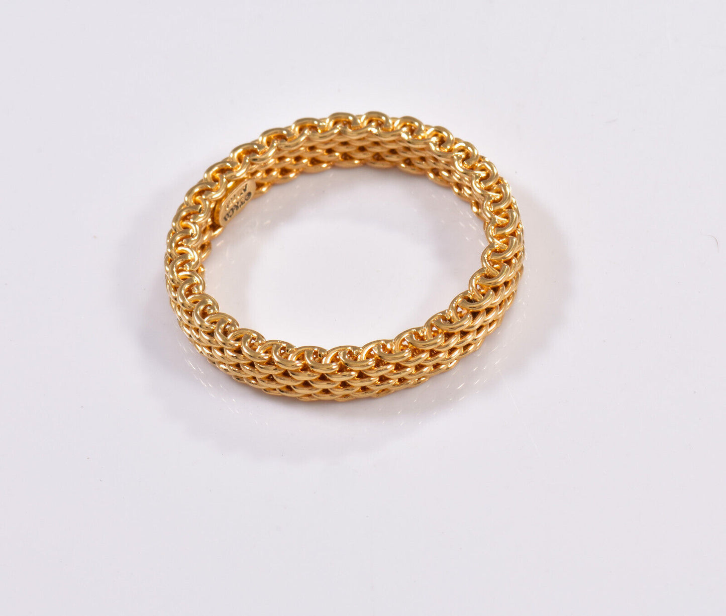 Size 9 Tiffany & Co Somerset 18K Yellow Gold 4mm Narrow Mesh Ring in Box Pouch