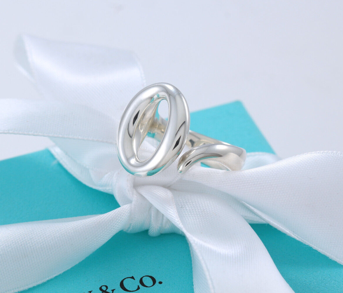 Size 7 Tiffany & Co Silver Elsa Peretti Sevillana O Ring in Box Pouch Ribbon