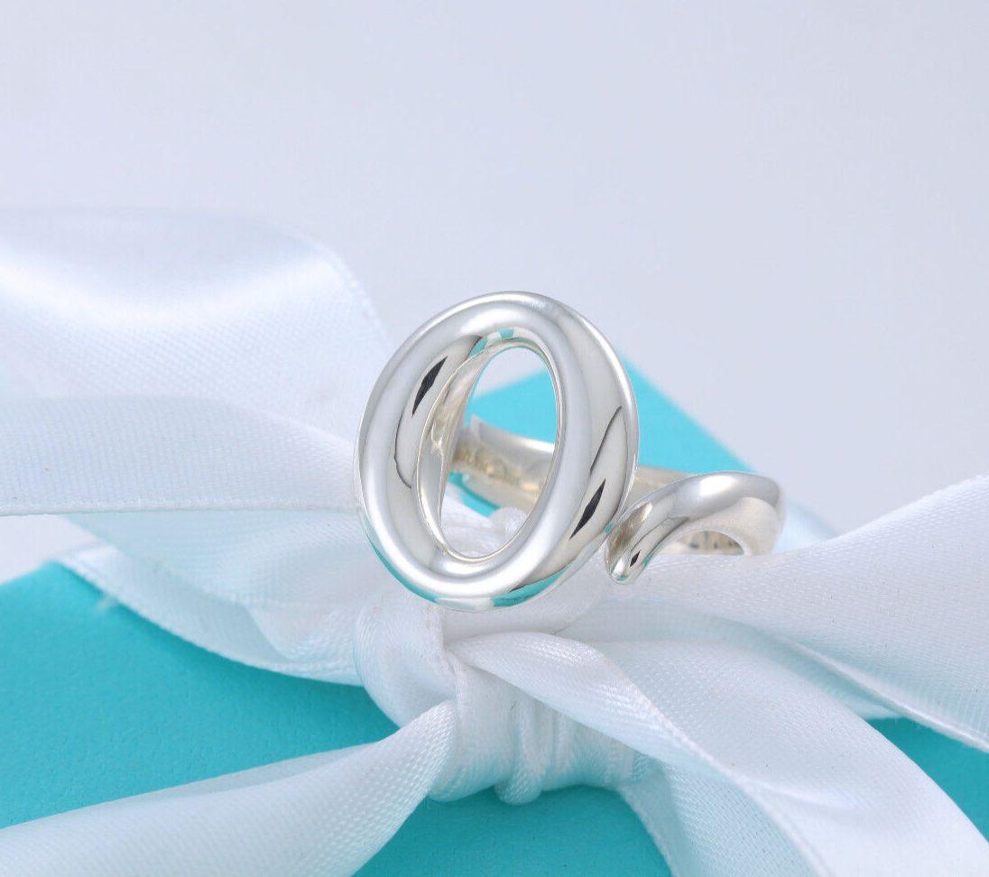 Size 7 Tiffany & Co Silver Elsa Peretti Sevillana O Ring in Box Pouch Ribbon