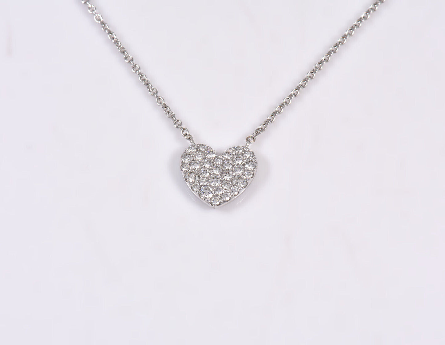 Tiffany & Co Diamond 18K White Gold Large Metro Heart Pendant Necklace Pave Rare