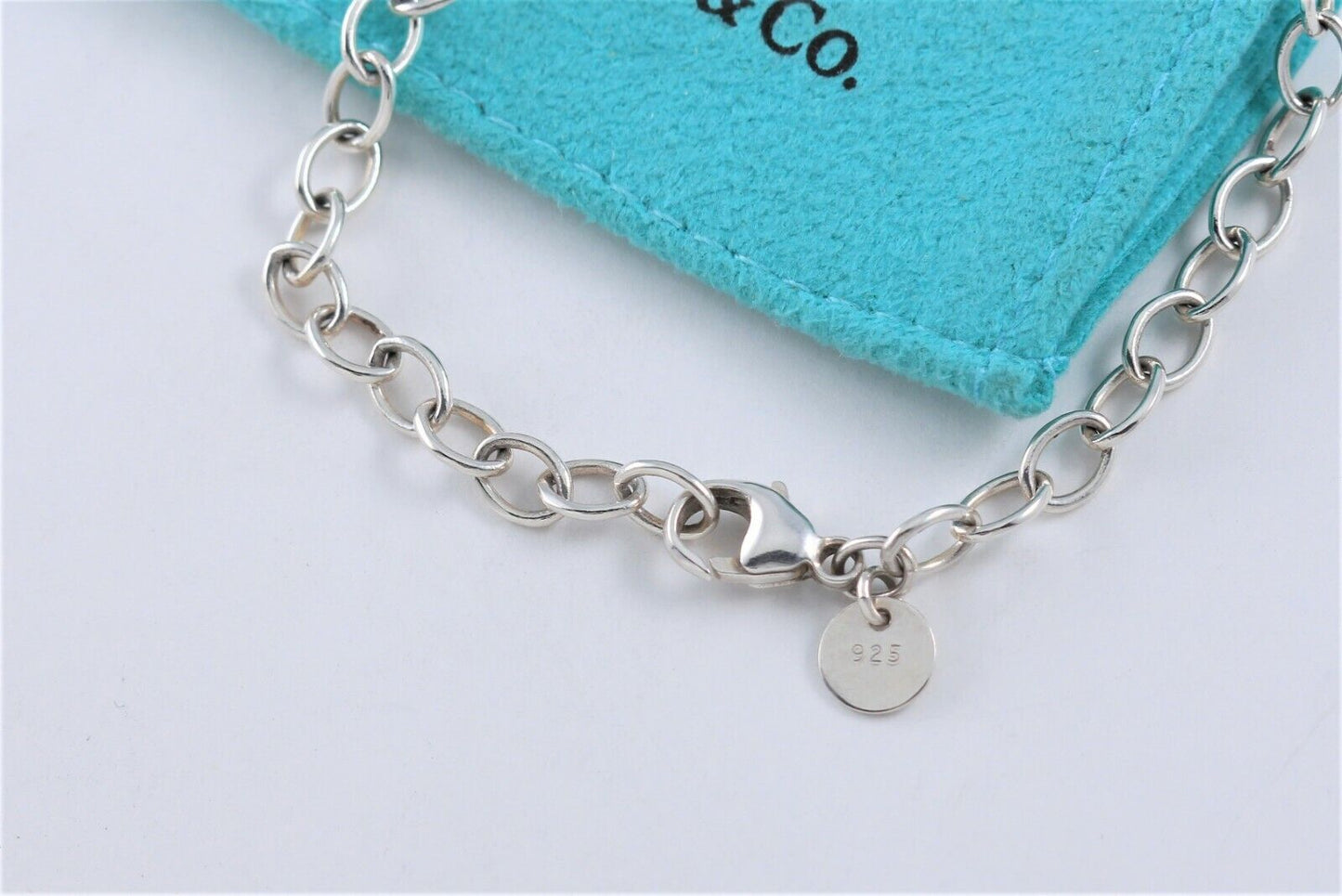 Tiffany & Co Sterling Silver Infinity Chain Link Bracelet 7.25" in Pouch