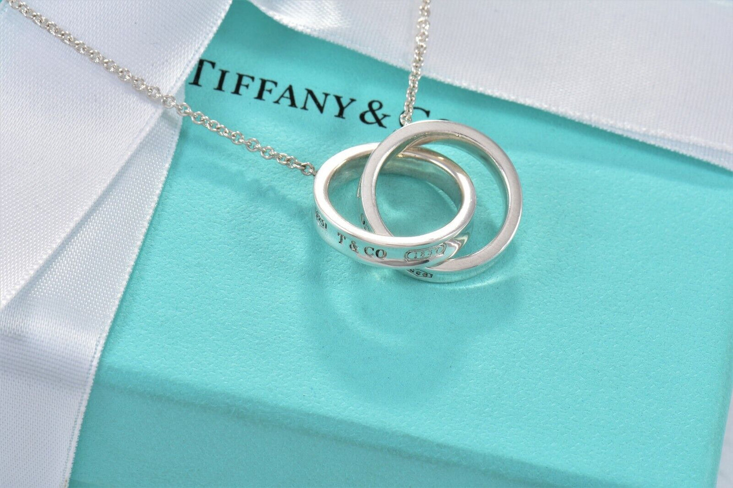 Tiffany & Co Silver Large 1837 Interlocking Circles 20" Necklace in Box Pouch