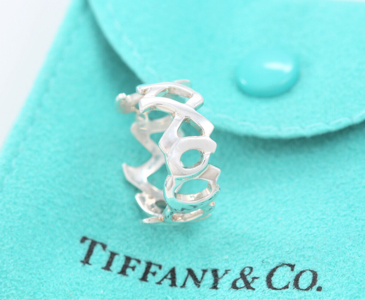 Vintage Tiffany & Co Silver Paloma Picasso Wide XO Ring Size 7 in Pouch Hug Kiss